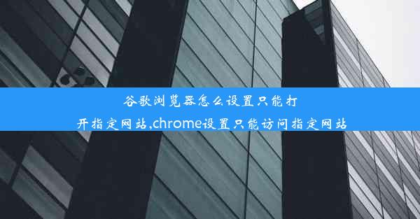 谷歌浏览器怎么设置只能打开指定网站,chrome设置只能访问指定网站