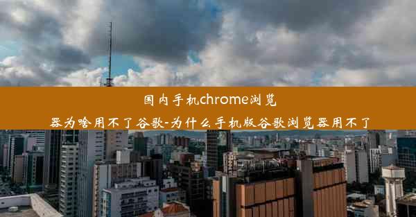 国内手机chrome浏览器为啥用不了谷歌-为什么手机版谷歌浏览器用不了