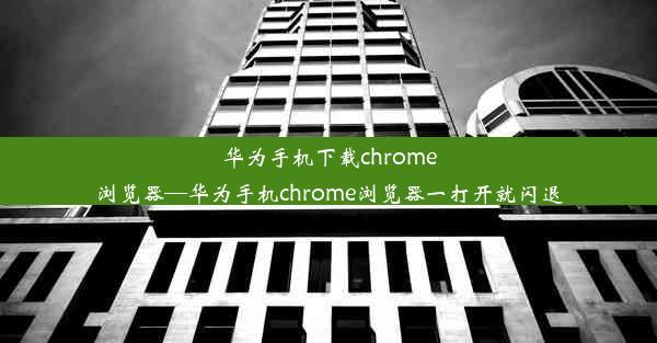 华为手机下载chrome浏览器—华为手机chrome浏览器一打开就闪退