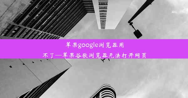 苹果google浏览器用不了—苹果谷歌浏览器无法打开网页