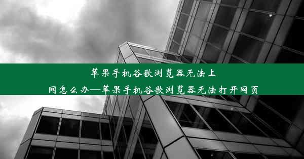 苹果手机谷歌浏览器无法上网怎么办—苹果手机谷歌浏览器无法打开网页