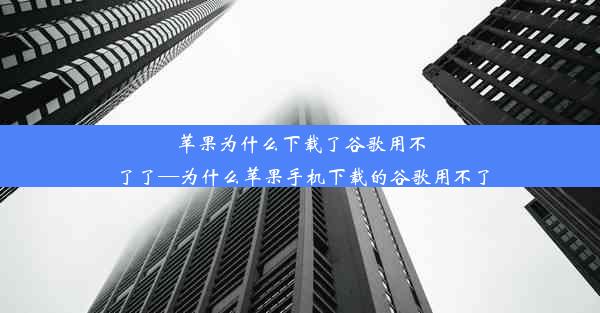 苹果为什么下载了谷歌用不了了—为什么苹果手机下载的谷歌用不了