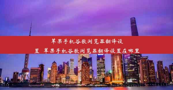 苹果手机谷歌浏览器翻译设置_苹果手机谷歌浏览器翻译设置在哪里