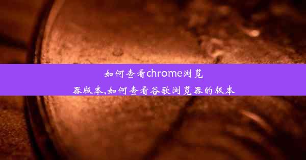 如何查看chrome浏览器版本,如何查看谷歌浏览器的版本