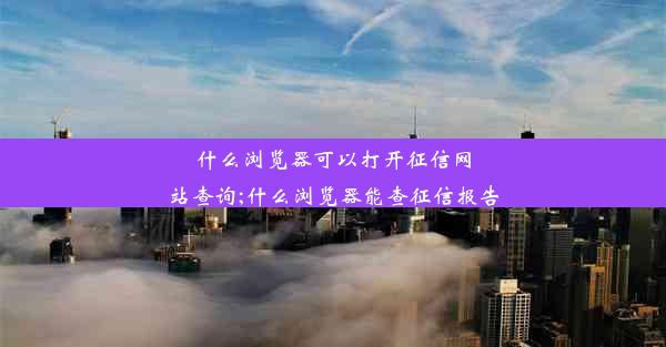 什么浏览器可以打开征信网站查询;什么浏览器能查征信报告