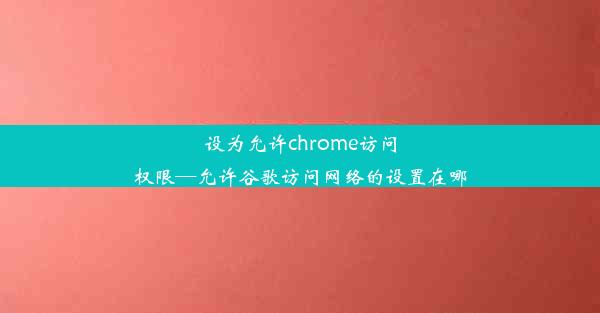 设为允许chrome访问权限—允许谷歌访问网络的设置在哪