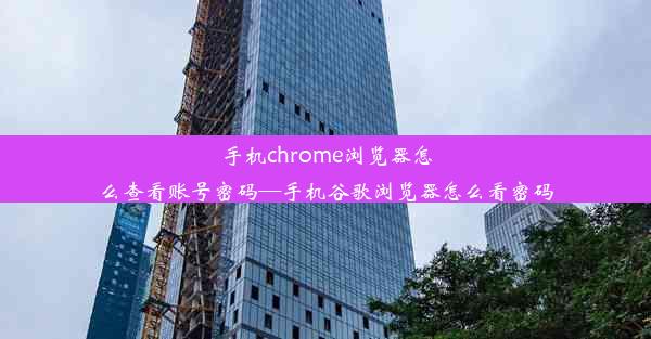 手机chrome浏览器怎么查看账号密码—手机谷歌浏览器怎么看密码