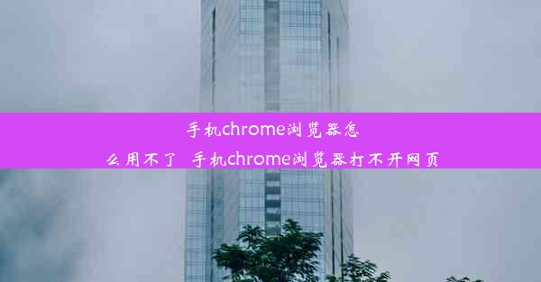 手机chrome浏览器怎么用不了_手机chrome浏览器打不开网页