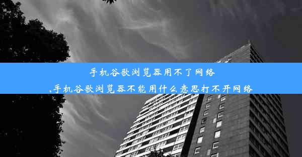 手机谷歌浏览器用不了网络,手机谷歌浏览器不能用什么意思打不开网络