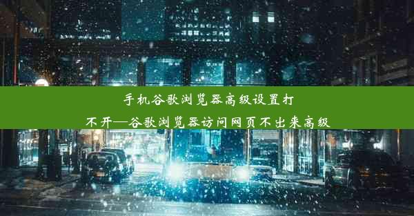 手机谷歌浏览器高级设置打不开—谷歌浏览器访问网页不出来高级