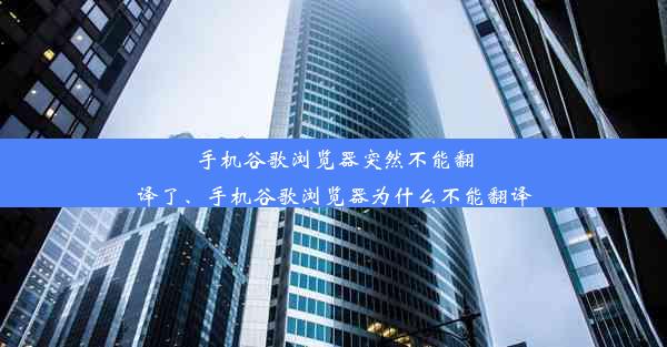 手机谷歌浏览器突然不能翻译了、手机谷歌浏览器为什么不能翻译