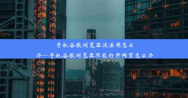 手机谷歌浏览器没法用怎么办—手机谷歌浏览器不能打开网页怎么办