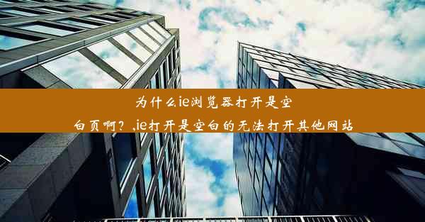 为什么ie浏览器打开是空白页啊？,ie打开是空白的无法打开其他网站