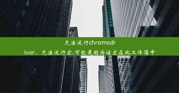 无法运行chromedriver、无法运行宏,可能是因为该宏在此工作簿中