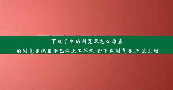 下载了新的浏览器怎么原来的浏览器就显示已停止工作呢-新下载浏览器,无法上网