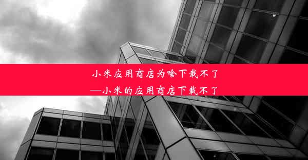 小米应用商店为啥下载不了—小米的应用商店下载不了