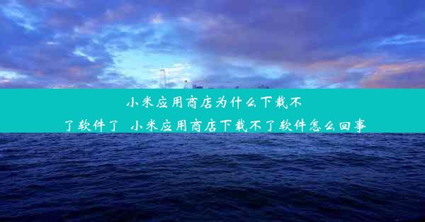 小米应用商店为什么下载不了软件了_小米应用商店下载不了软件怎么回事