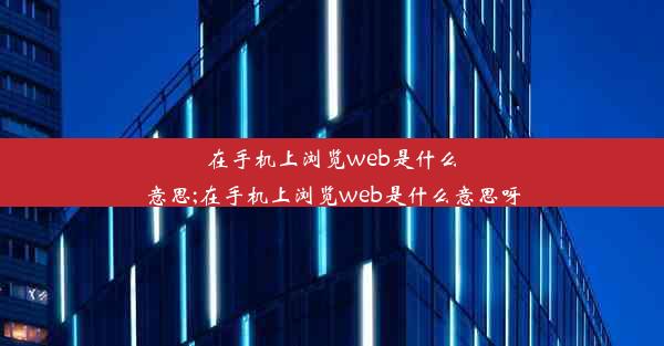 在手机上浏览web是什么意思;在手机上浏览web是什么意思呀