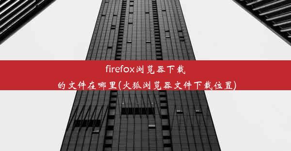 firefox浏览器下载的文件在哪里(火狐浏览器文件下载位置)