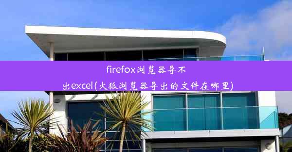 firefox浏览器导不出excel(火狐浏览器导出的文件在哪里)