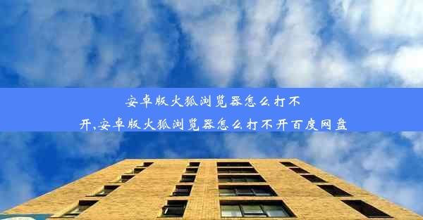 安卓版火狐浏览器怎么打不开,安卓版火狐浏览器怎么打不开百度网盘