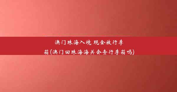 澳门珠海入境 现金放行李箱(澳门回珠海海关会查行李箱吗)