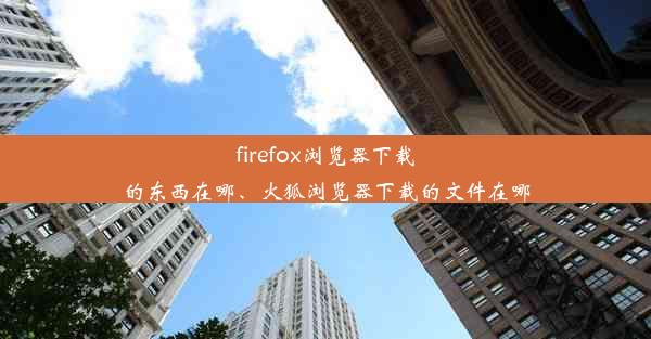 firefox浏览器下载的东西在哪、火狐浏览器下载的文件在哪