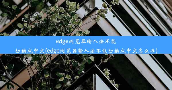 edge浏览器输入法不能切换成中文(edge浏览器输入法不能切换成中文怎么办)