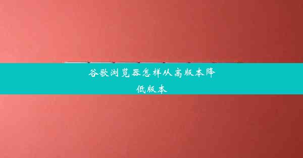 谷歌浏览器怎样从高版本降低版本