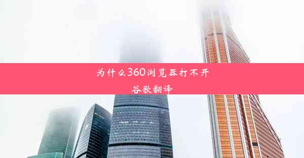 为什么360浏览器打不开谷歌翻译