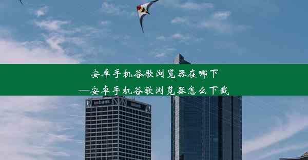 安卓手机谷歌浏览器在哪下—安卓手机谷歌浏览器怎么下载