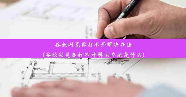 谷歌浏览器打不开解决办法(谷歌浏览器打不开解决办法是什么)