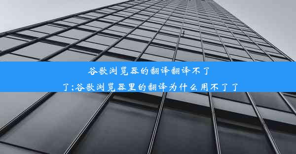 谷歌浏览器的翻译翻译不了了;谷歌浏览器里的翻译为什么用不了了