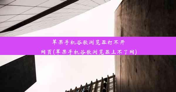 苹果手机谷歌浏览器打不开网页(苹果手机谷歌浏览器上不了网)