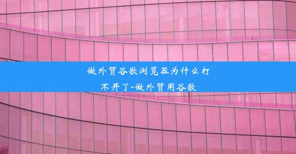 做外贸谷歌浏览器为什么打不开了-做外贸用谷歌