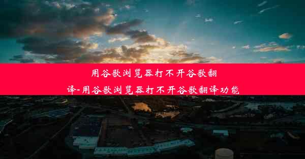 用谷歌浏览器打不开谷歌翻译-用谷歌浏览器打不开谷歌翻译功能