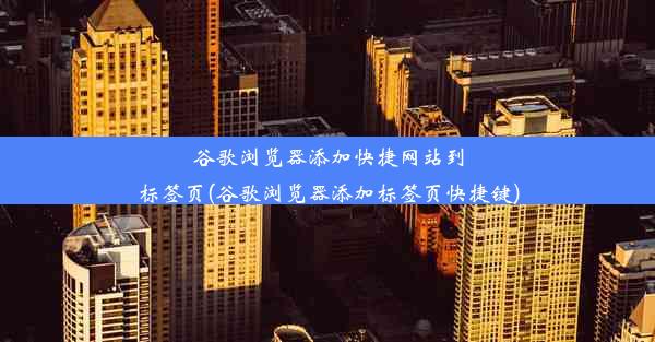 谷歌浏览器添加快捷网站到标签页(谷歌浏览器添加标签页快捷键)