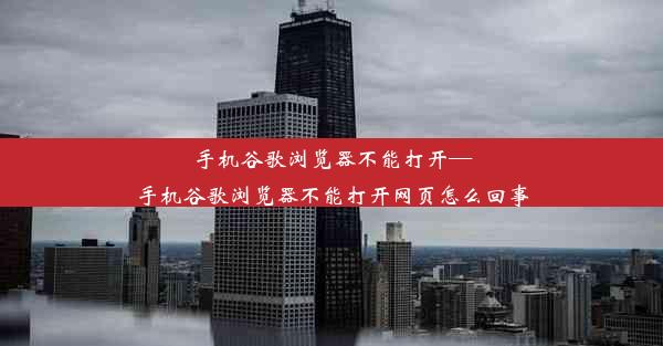 手机谷歌浏览器不能打开—手机谷歌浏览器不能打开网页怎么回事