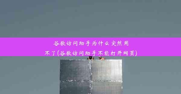 谷歌访问助手为什么突然用不了(谷歌访问助手不能打开网页)