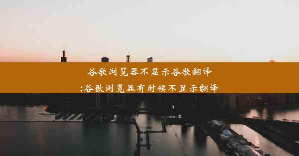 谷歌浏览器不显示谷歌翻译;谷歌浏览器有时候不显示翻译