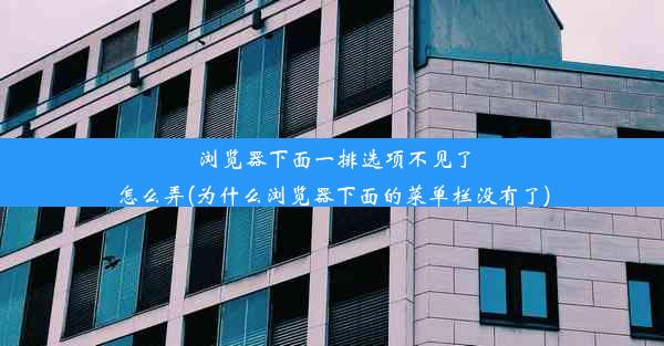 浏览器下面一排选项不见了怎么弄(为什么浏览器下面的菜单栏没有了)