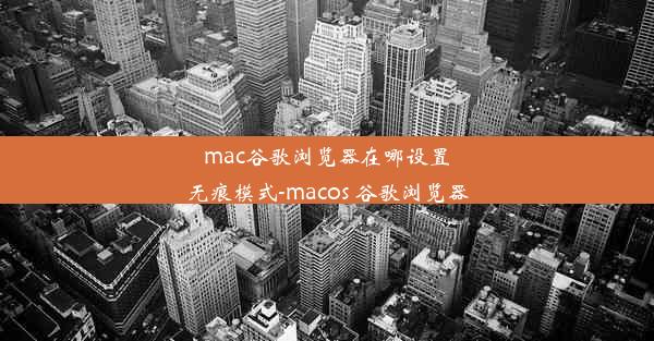 mac谷歌浏览器在哪设置无痕模式-macos 谷歌浏览器