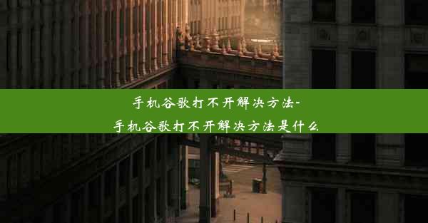 手机谷歌打不开解决方法-手机谷歌打不开解决方法是什么