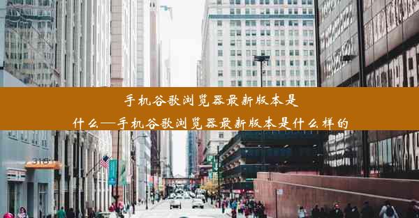 手机谷歌浏览器最新版本是什么—手机谷歌浏览器最新版本是什么样的