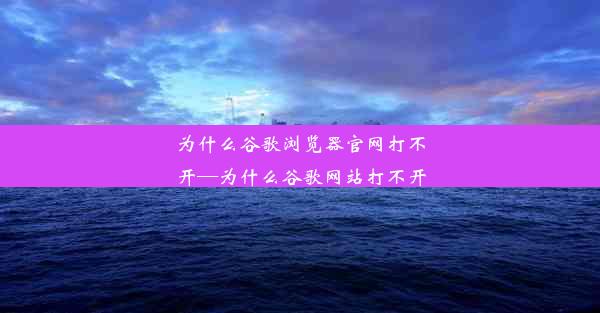 为什么谷歌浏览器官网打不开—为什么谷歌网站打不开