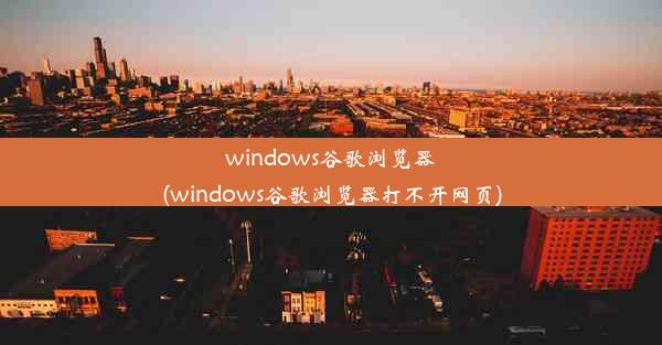 windows谷歌浏览器(windows谷歌浏览器打不开网页)