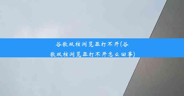 谷歌双核浏览器打不开(谷歌双核浏览器打不开怎么回事)