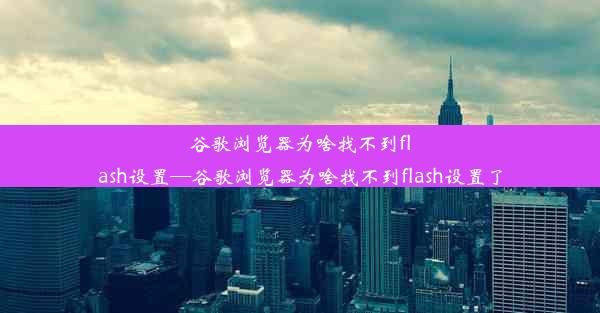 谷歌浏览器为啥找不到flash设置—谷歌浏览器为啥找不到flash设置了